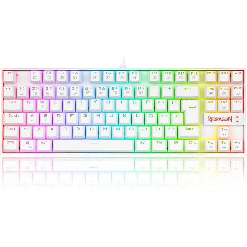 TECLADO GAMER MECANICO KUMARA REDRAGON BRANCO SW.BLUE
